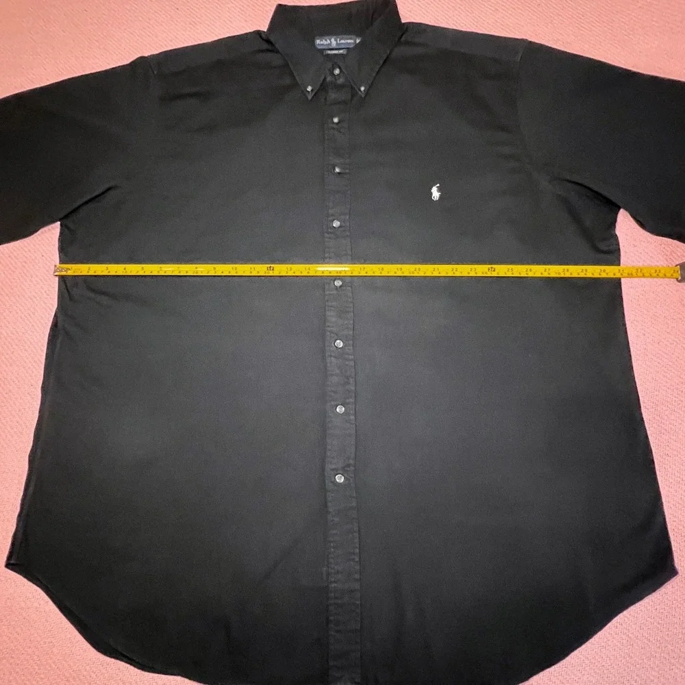 NOT FOR SALE Ralph‎ Lauren Mens 3XLT Black Short Sleeve Rib Knit Button Down